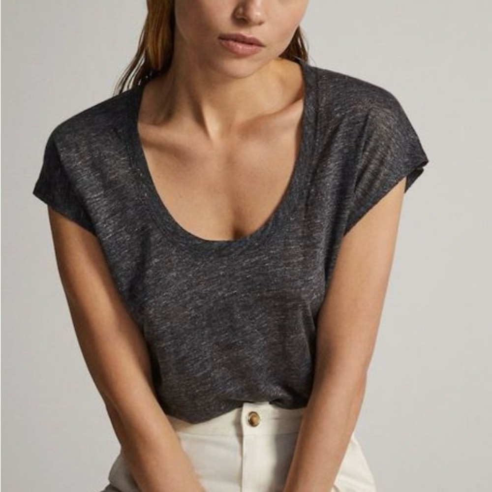 Massimo Dutti scoop neck linen top